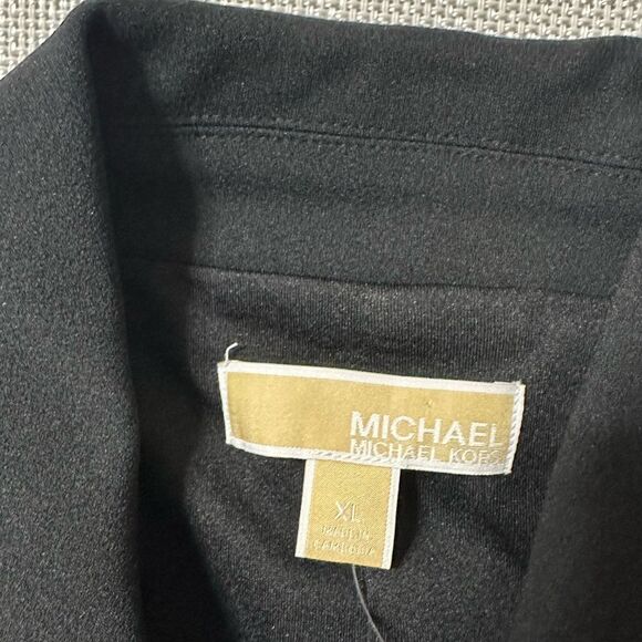 MK XL Black Gold Tone Buttons Collared Crop Professional Blazer Suit Jacket - Picture 8 of 12